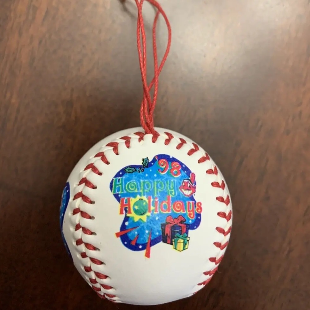 MLB Vintage Cleveland Indians Baseball Chief Wahoo Fotoball Christmas Ornament